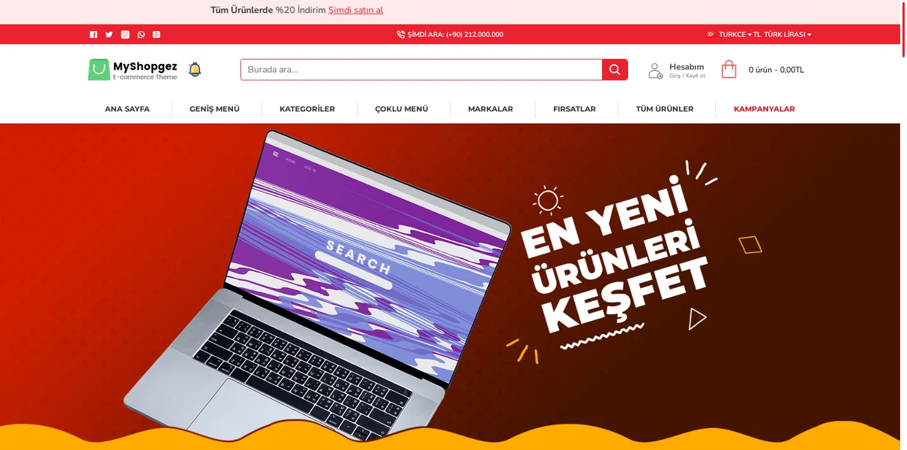 Shopgez mağaza arayüzü