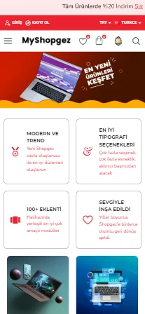 Demo mağaza ön yüzü mobil