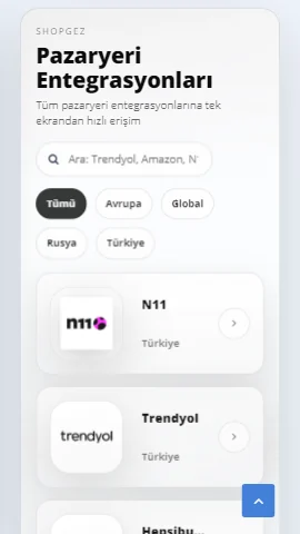 Pazaryeri entegrasyonları mobil