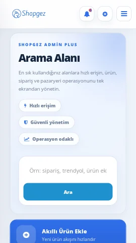 Yönetim paneli ve giriş deneyimi mobil