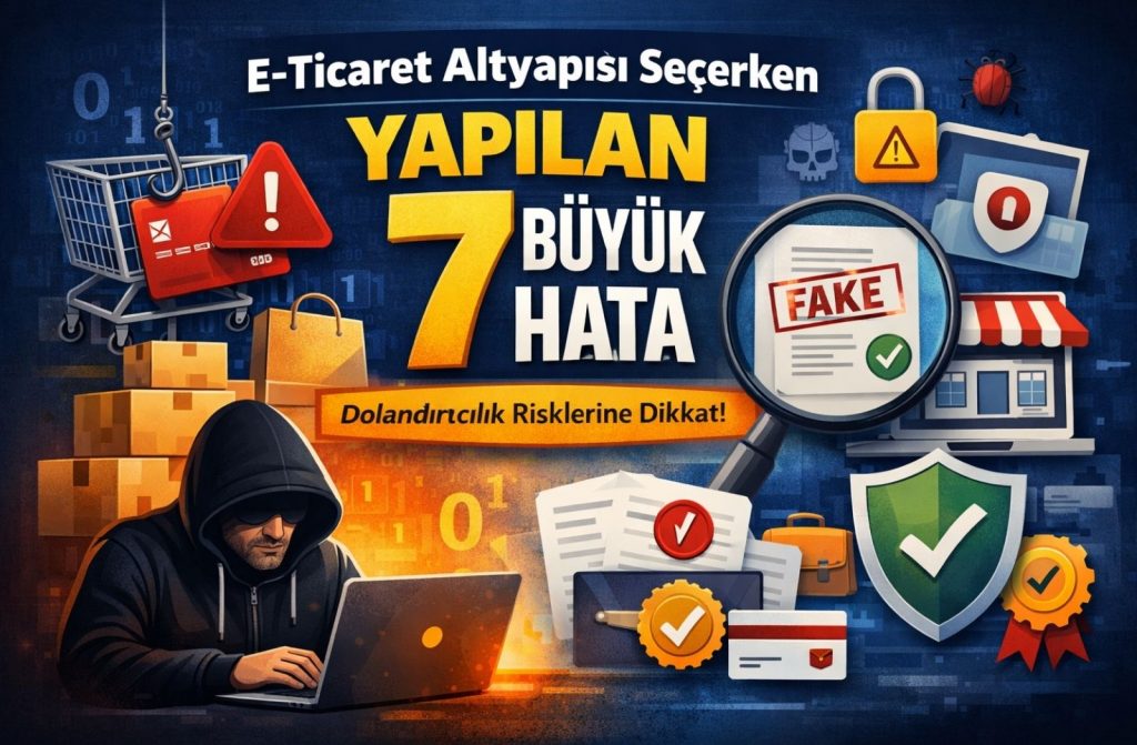 E-ticaret altyapısı seçerken yapılan 7 büyük hata ve dolandırıcılık riskleri görseli